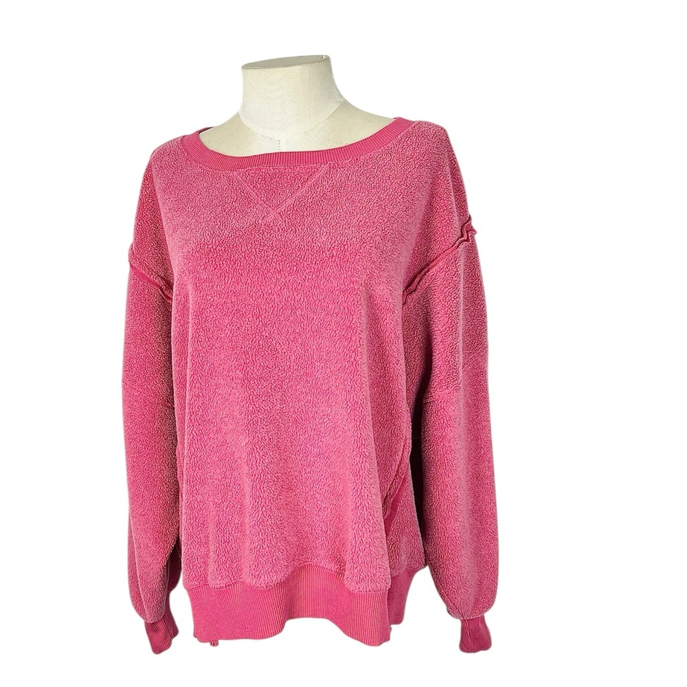 American Eagle Seriously Huggable Fleece Sweatshirt Rose Pink size XXS oversized